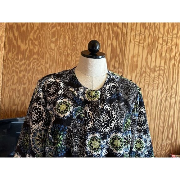 Chico's Printed Mandalla Jacket Blazer Black Long Sleeve Sequins Sz 2 (L) - Picture 3 of 10